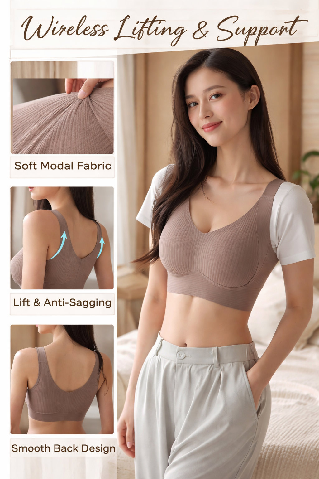 Women's Striped Wireless Bra