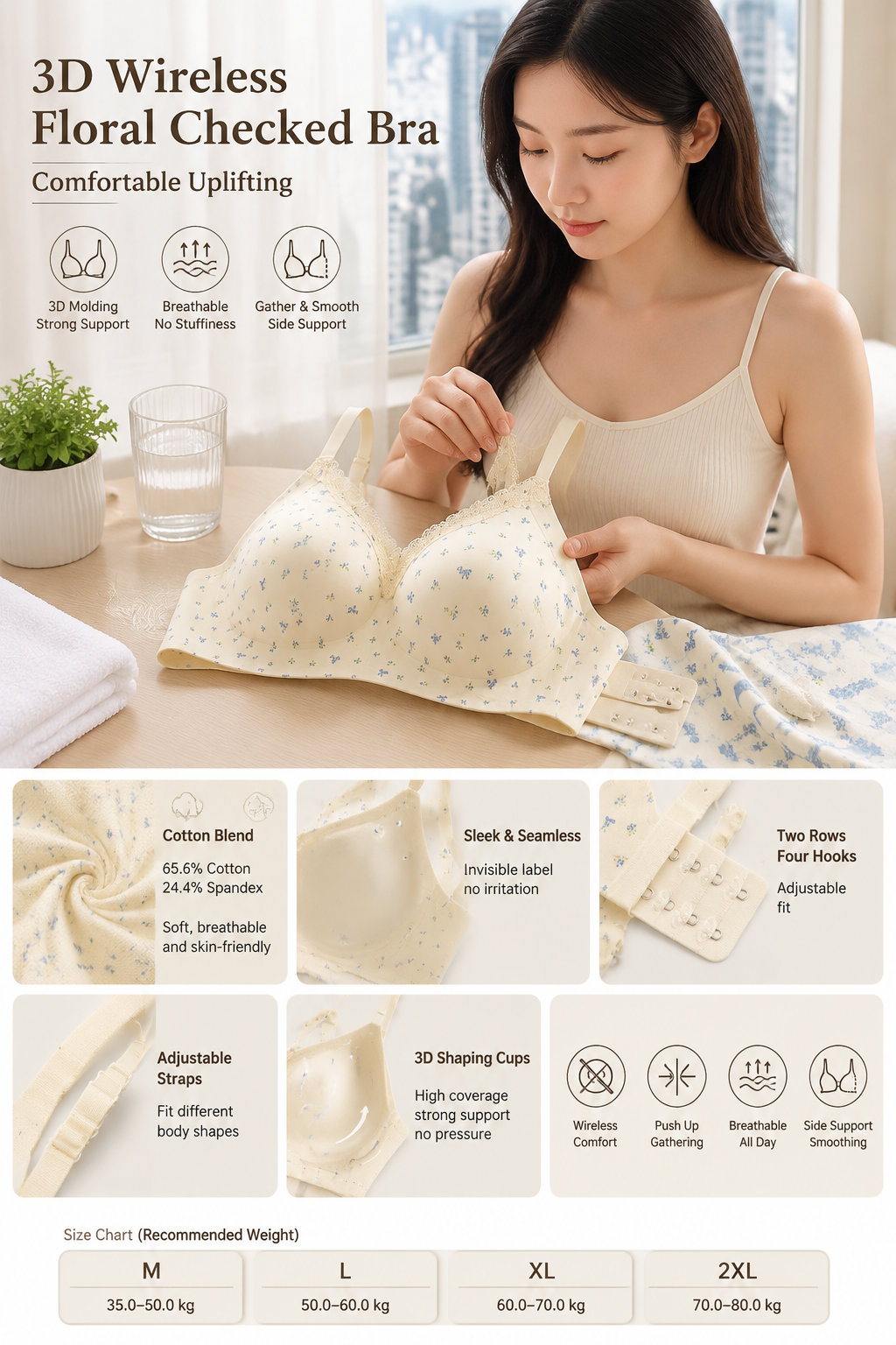 Wireless Lace Push-up Bra