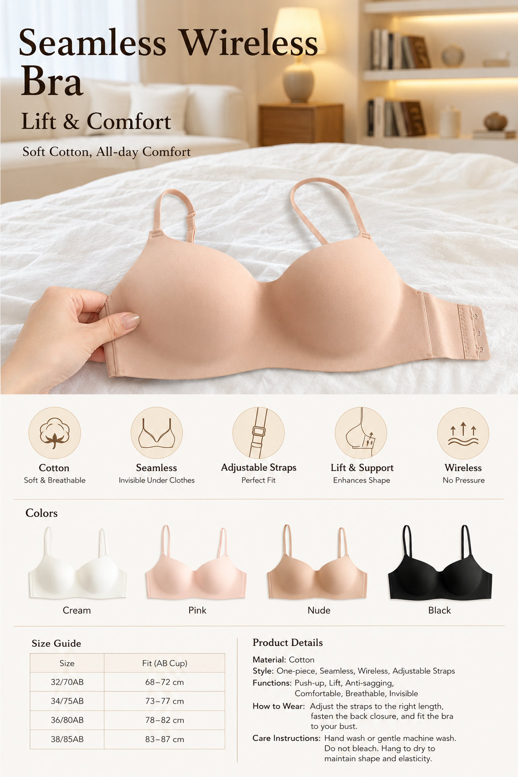 Women's Seamless Wireless Bra