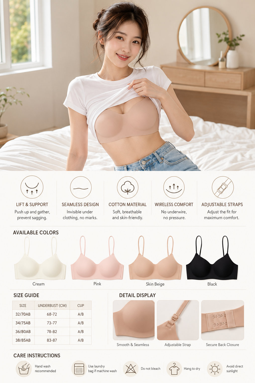 Women's Seamless Wireless Bra