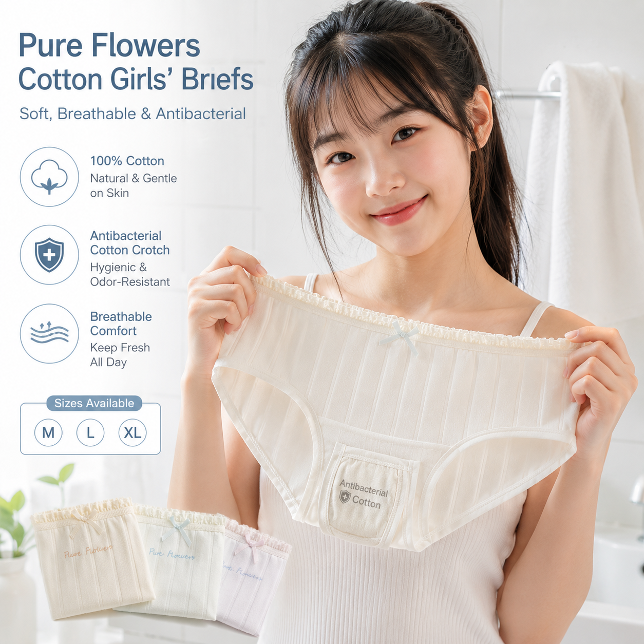 Girls' Cotton Triangle Briefs
