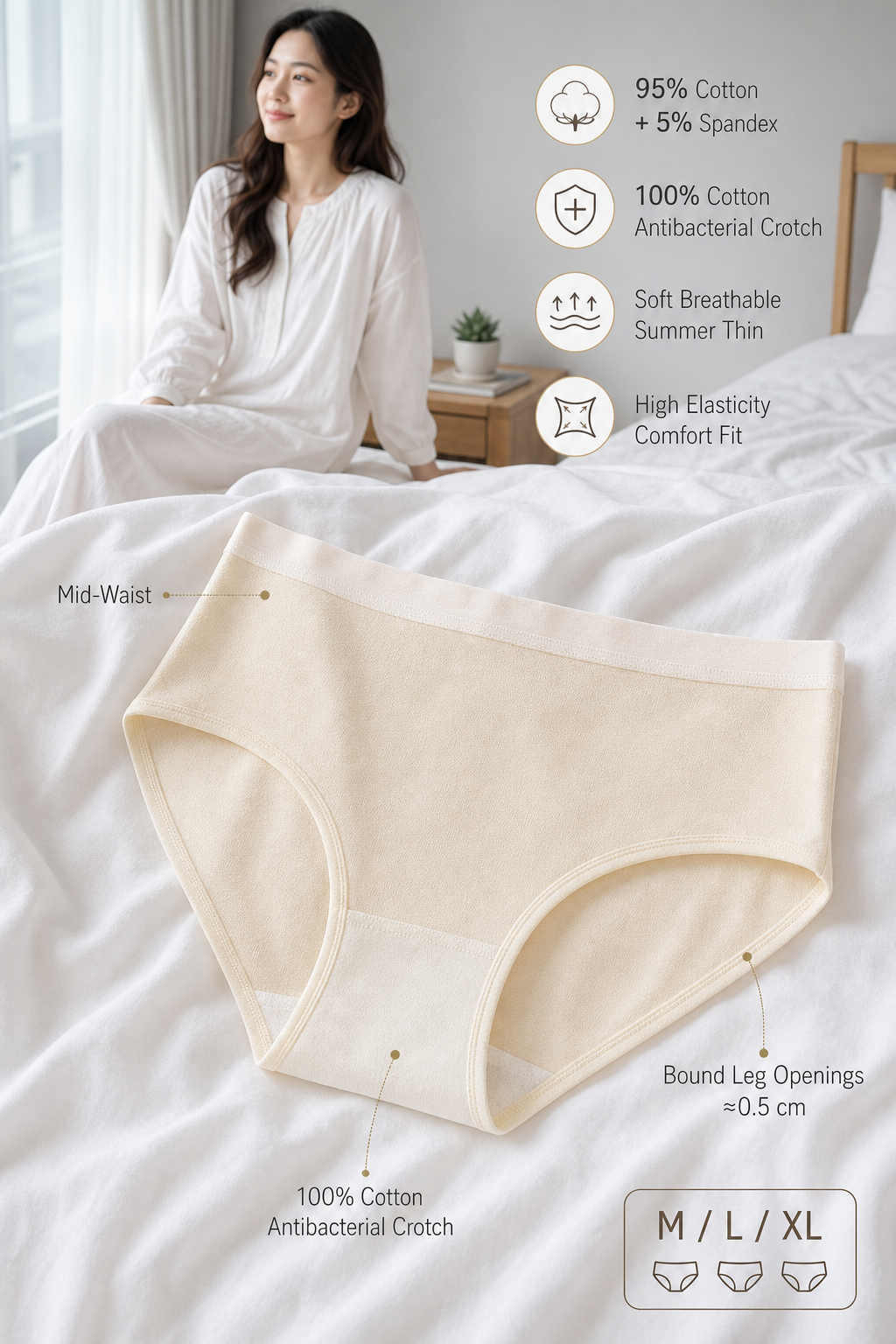 Women's Mid-waist Cotton Panties