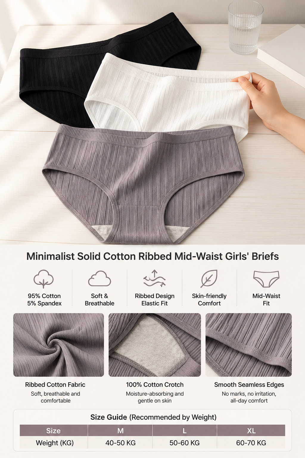 Ladies' Seamless Cotton Panties