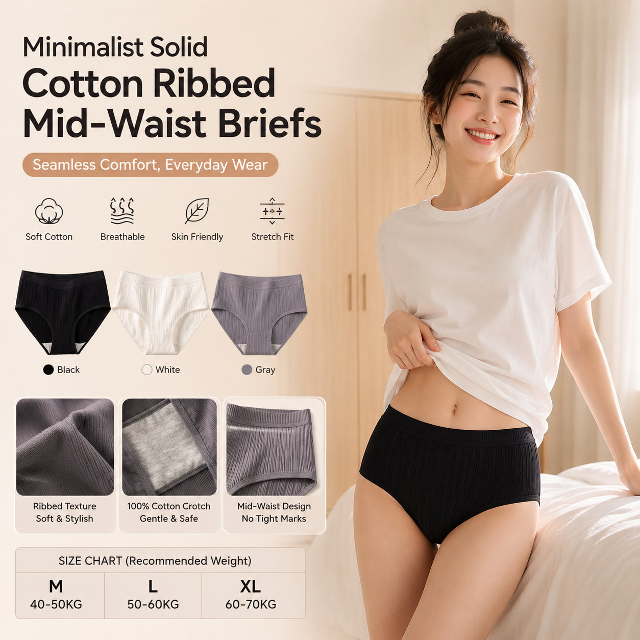 Ladies' Seamless Cotton Panties