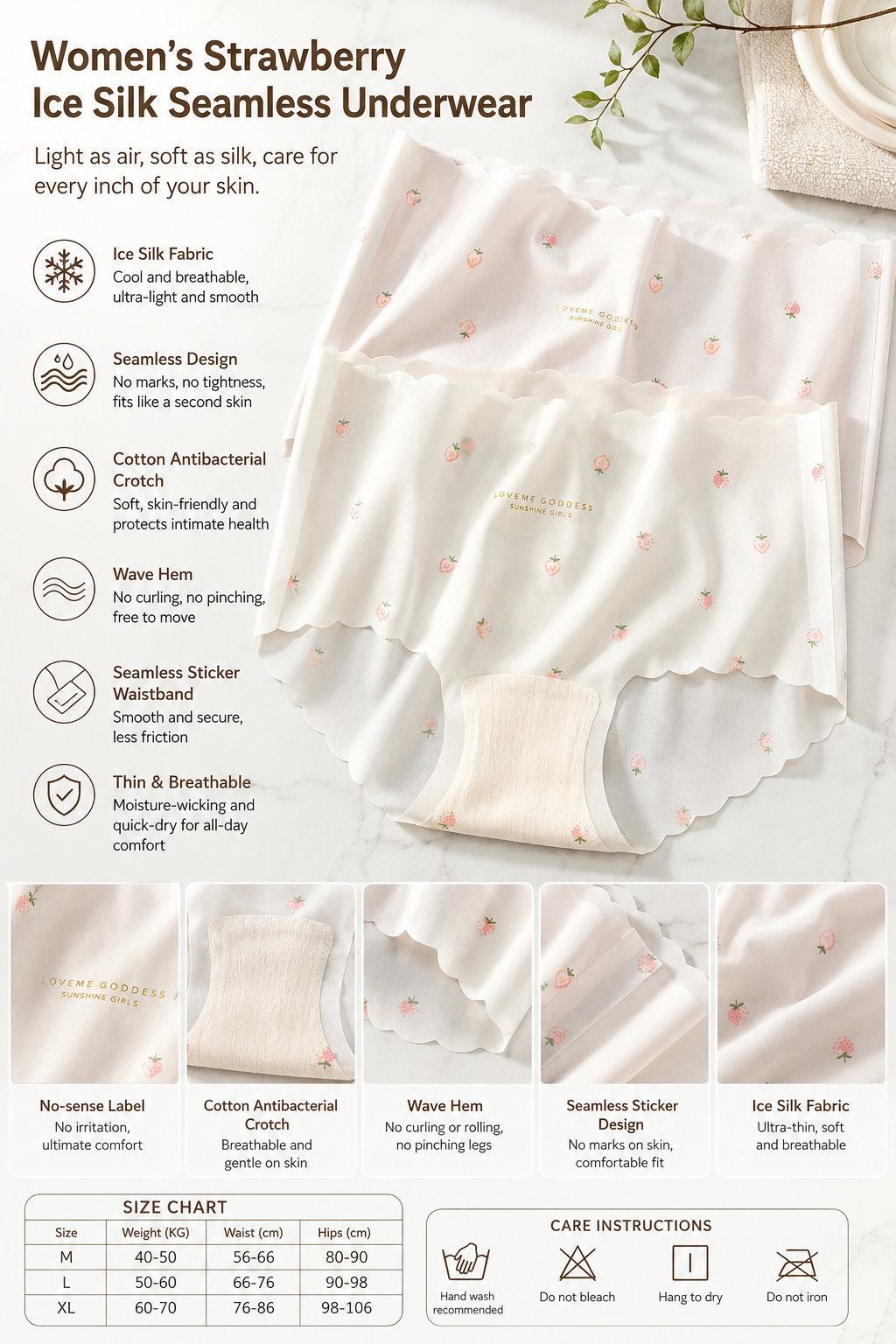 Strawberry Ice Silk Panties