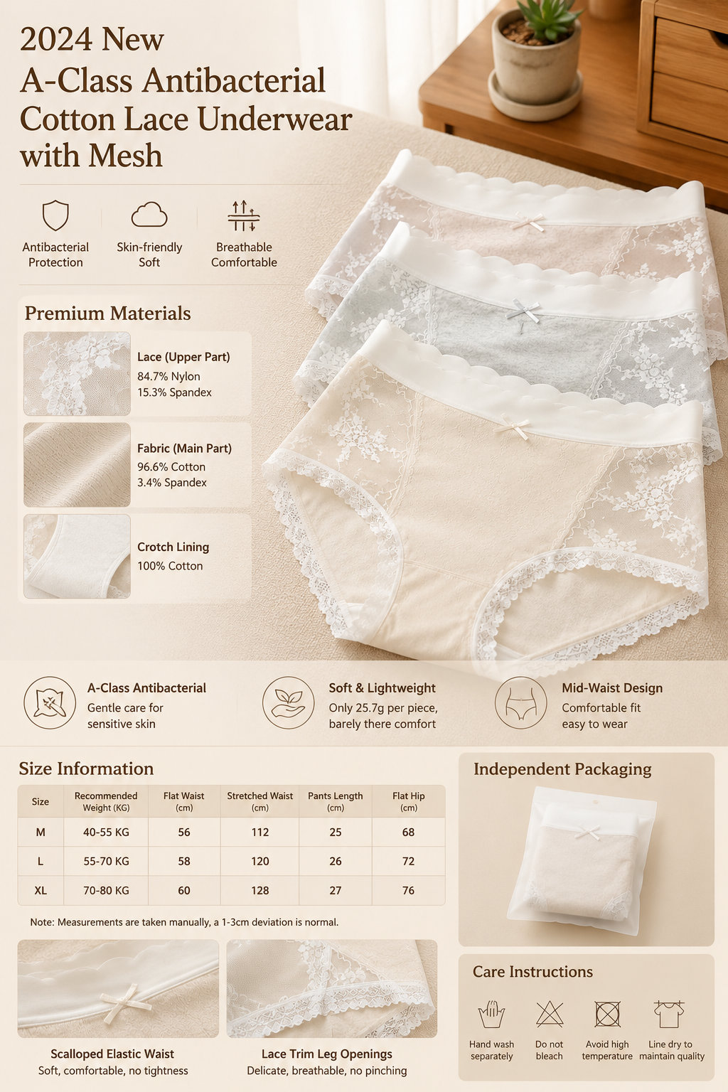 Women's Mid-Waist Cotton Panty