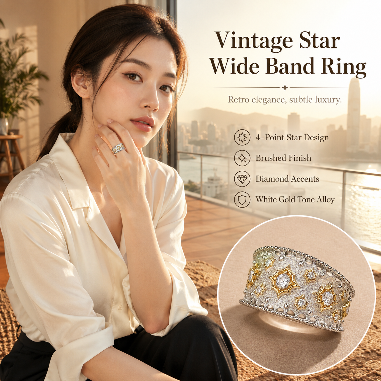 Vintage Four-pointed Star Ring