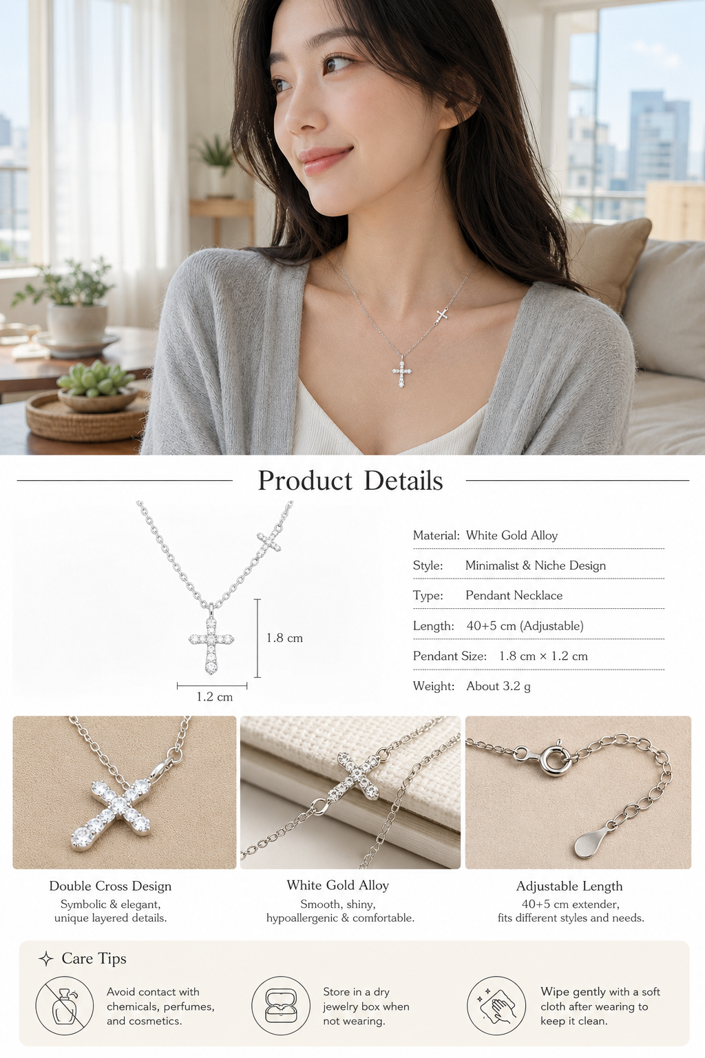 Women's White Gold Necklace