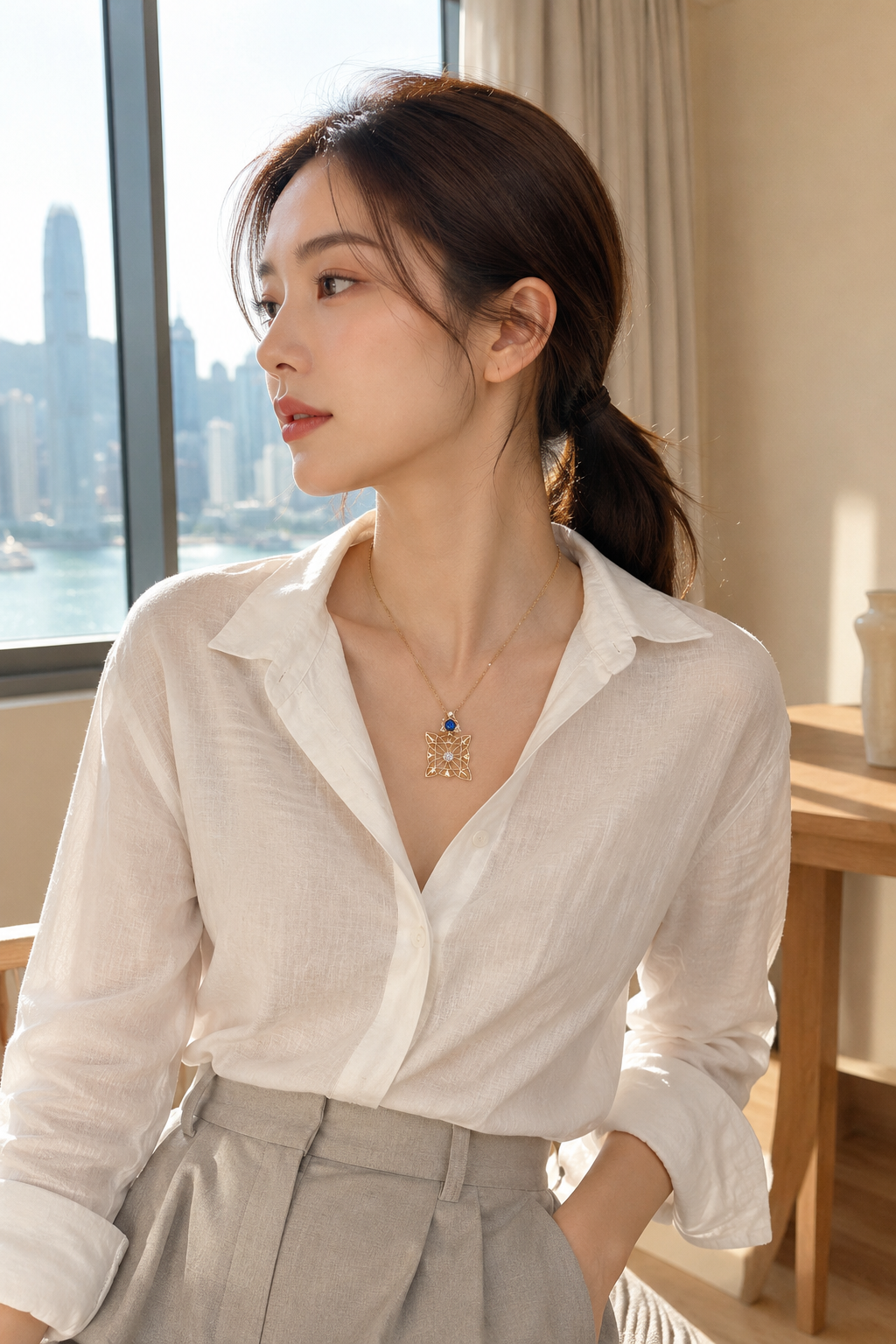 Iris Sapphire Pendant Necklace