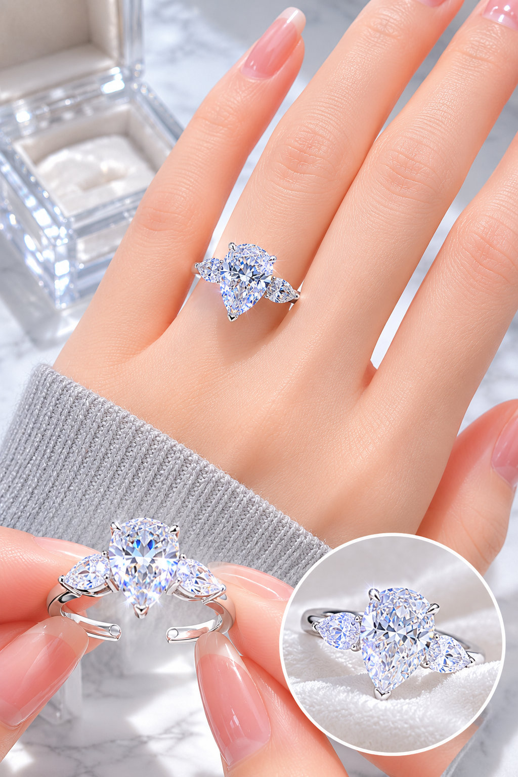 Three Stone Moissanite Ring