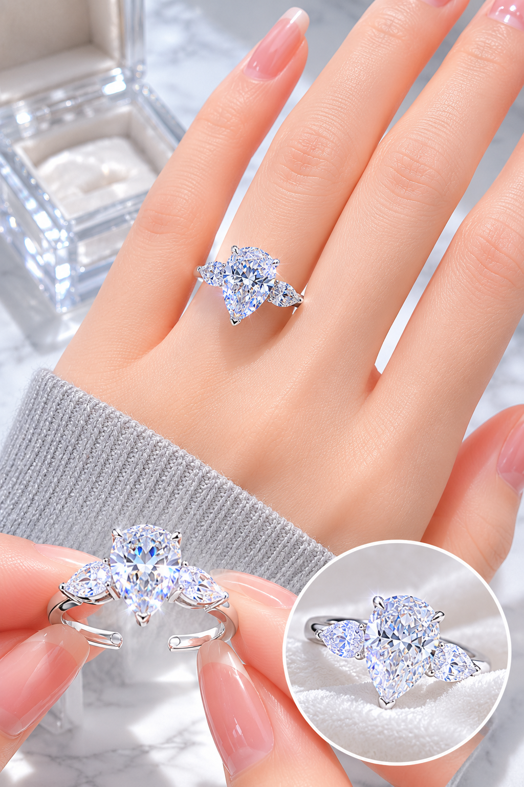 Three Stone Moissanite Ring