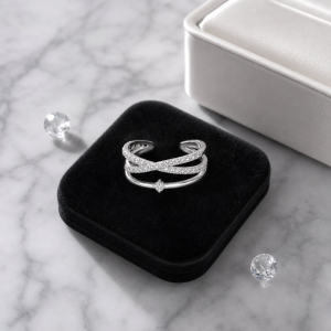 Adjustable Cross Crystal Ring
