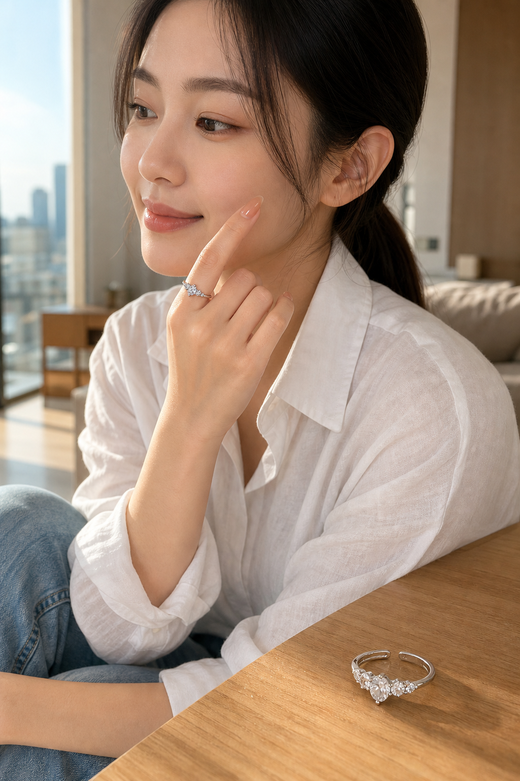 Adjustable Zircon Copper Ring