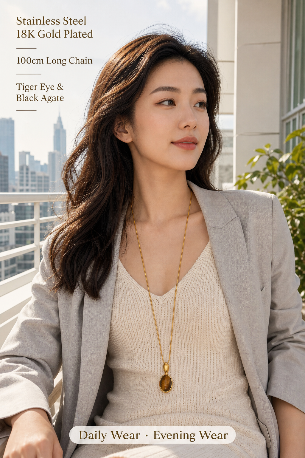 Tiger Eye Agate Pendant Necklace