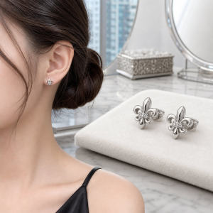 S925 Silver CZ Fleur Earrings
