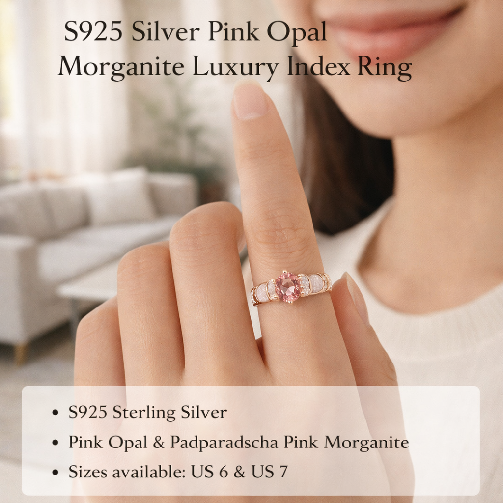 S925 Pink Shell & Diamond Ring