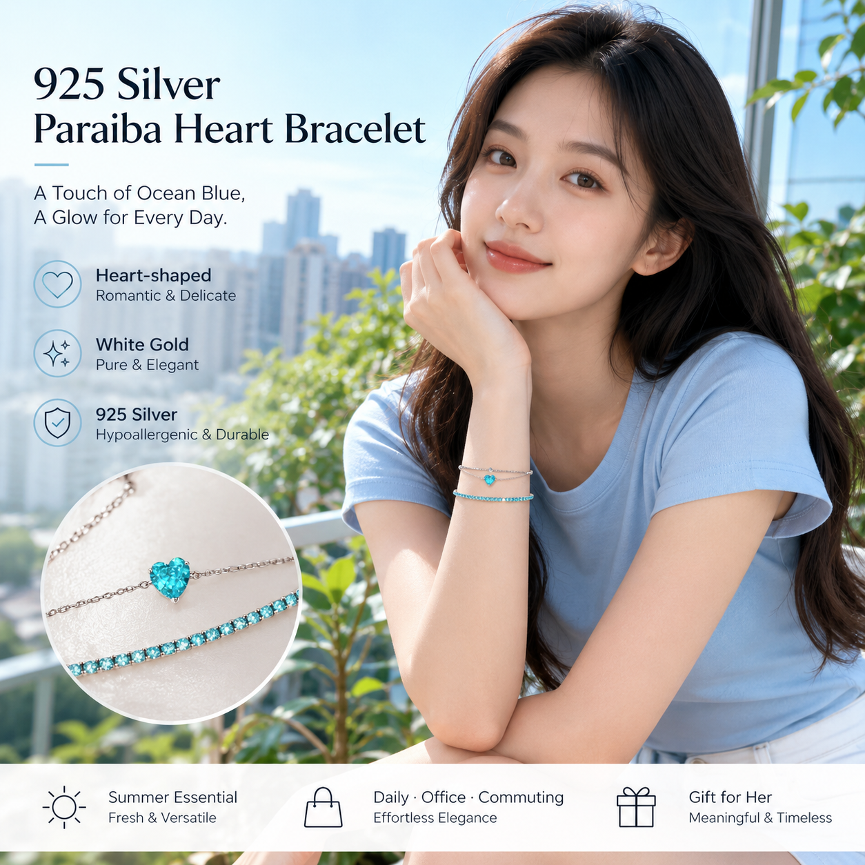 925 Silver Heart Bracelet