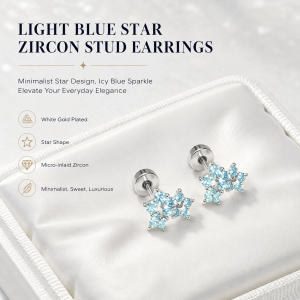 White Gold Plate Star Earrings