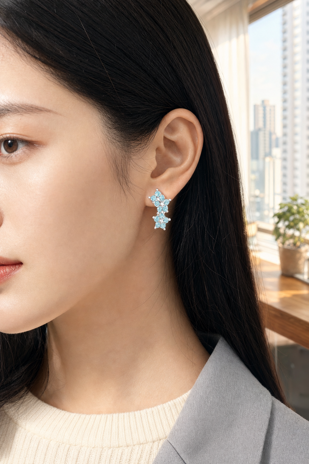 White Gold Plate Star Earrings