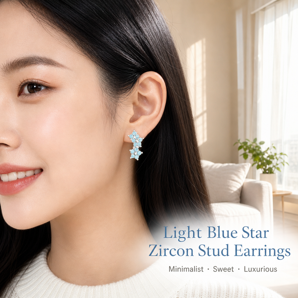 White Gold Plate Star Earrings