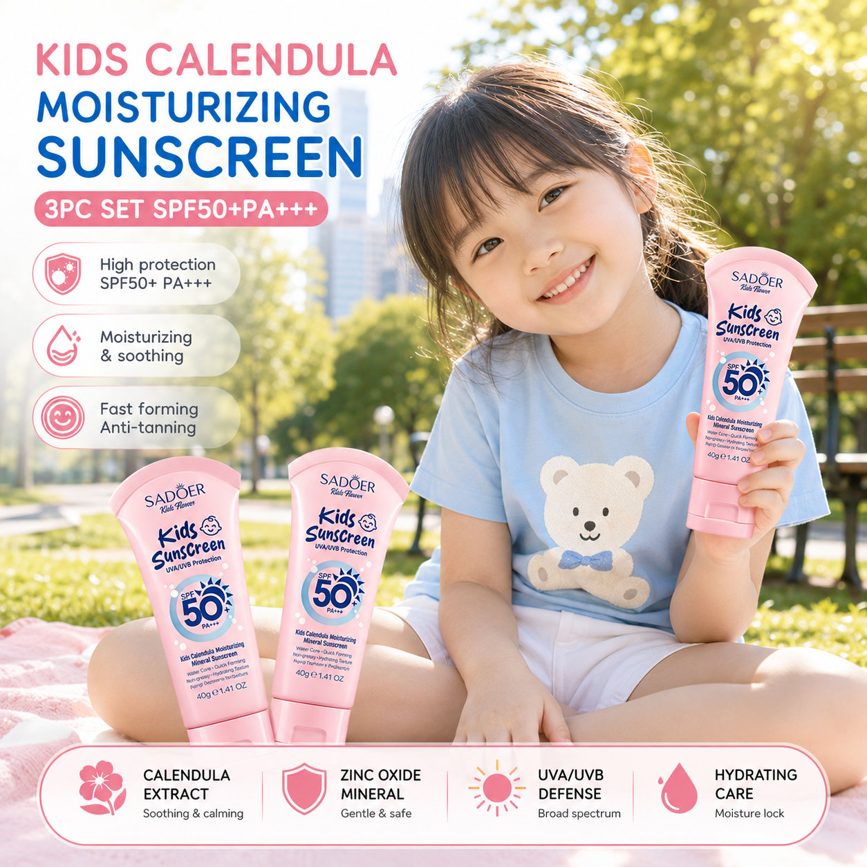 Kids' SPF50+ Sunscreen 3pc Set
