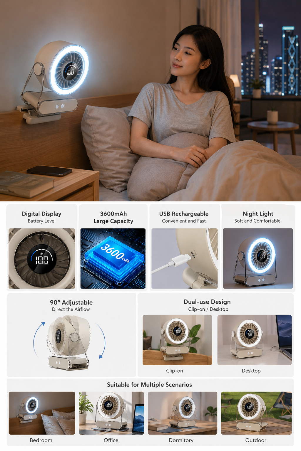 USB Rechargeable Dual-use Fan