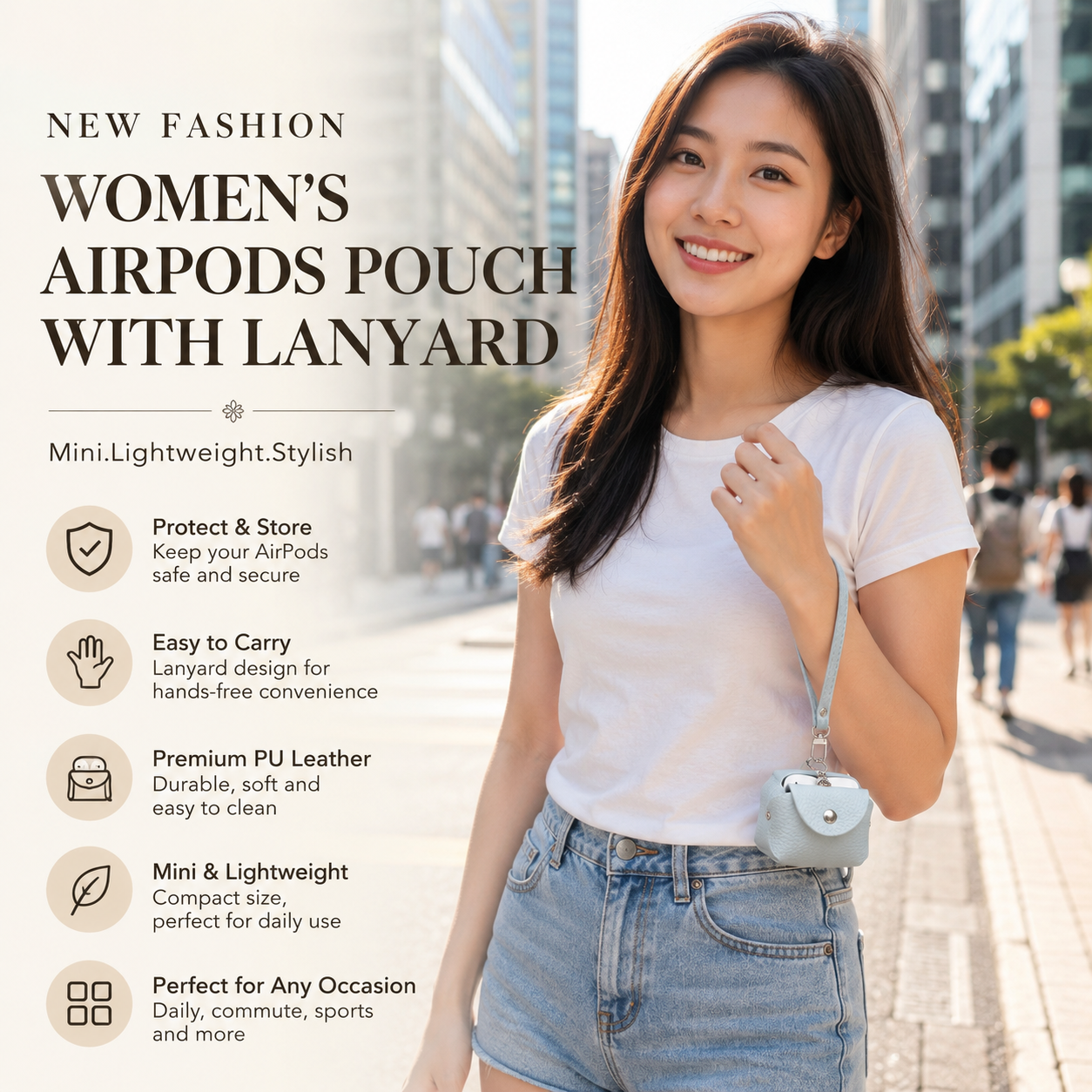 Mini PU Leather AirPods Carrying Case