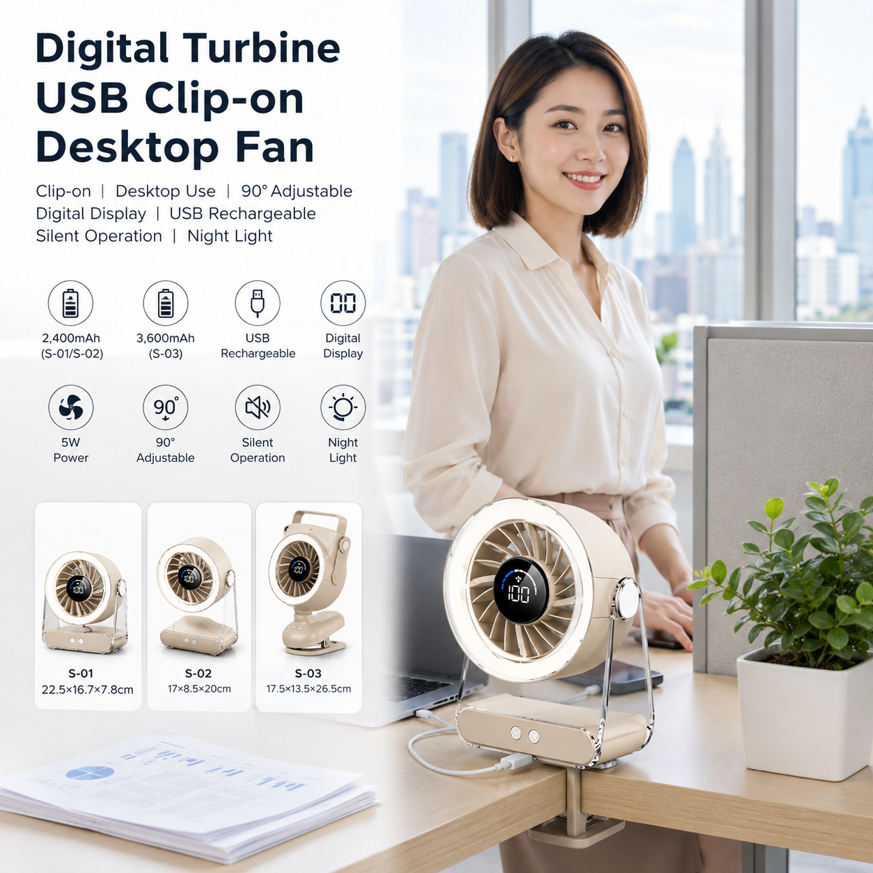 USB Rechargeable Dual-use Fan