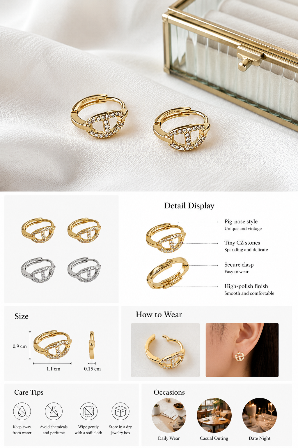 Pig Nose Ear Cuff Earrings