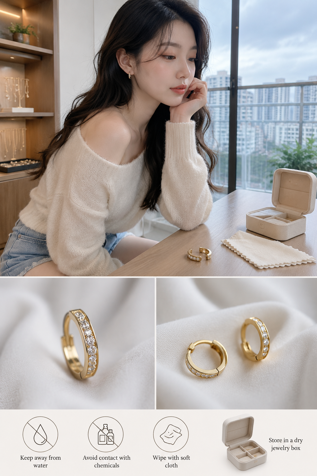 925 Silver Gold Hoop Earrings