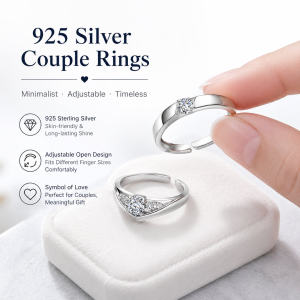 925 Sterling Silver Minimalist Couple Rings