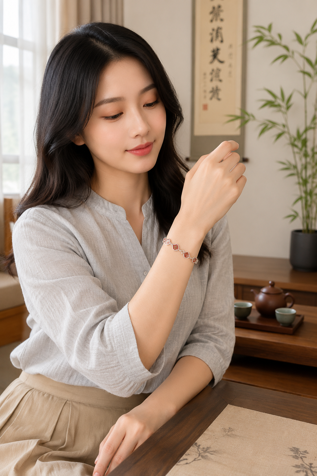 Chinese Style Enamel Gourd Women's Bracelet