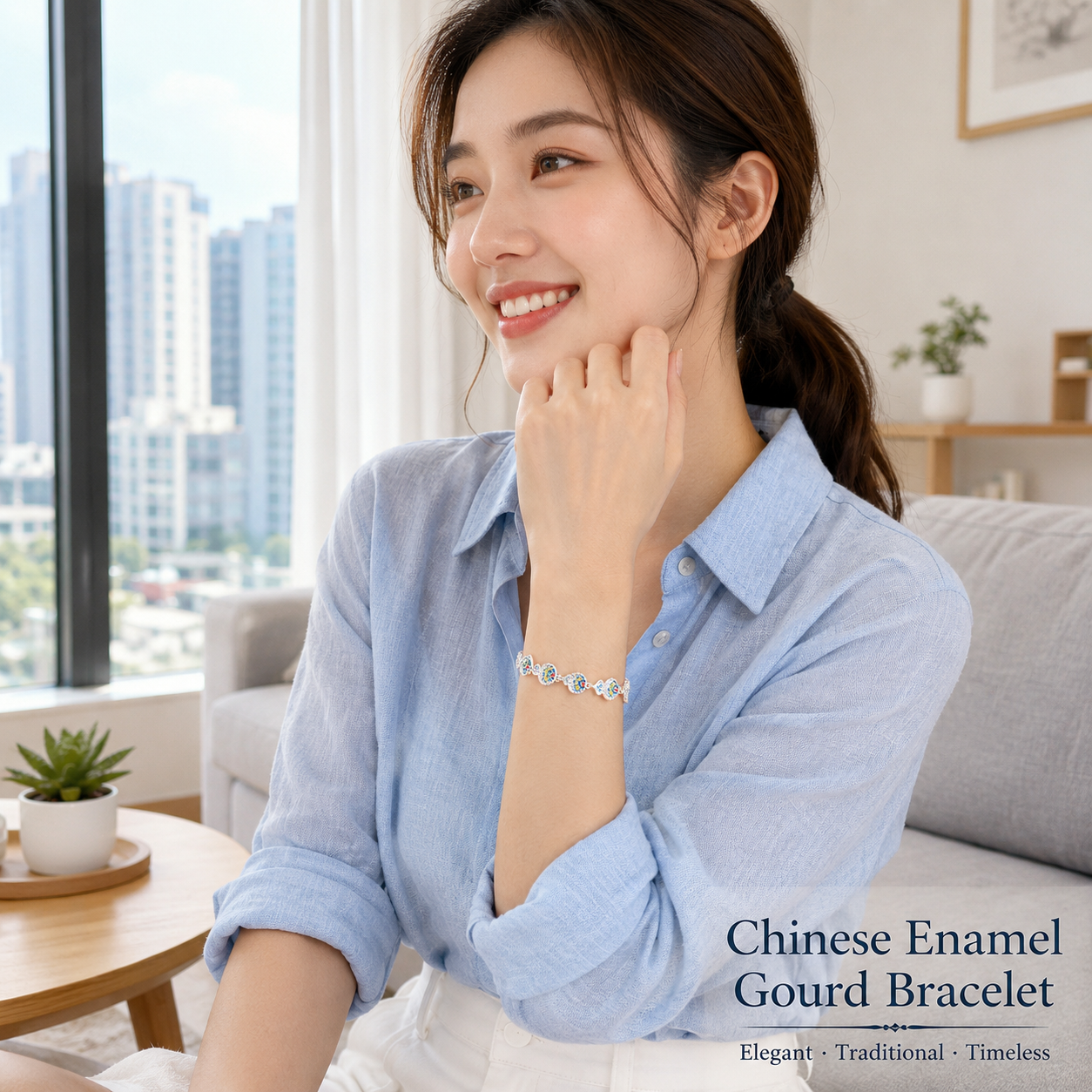 Chinese Style Enamel Gourd Women's Bracelet