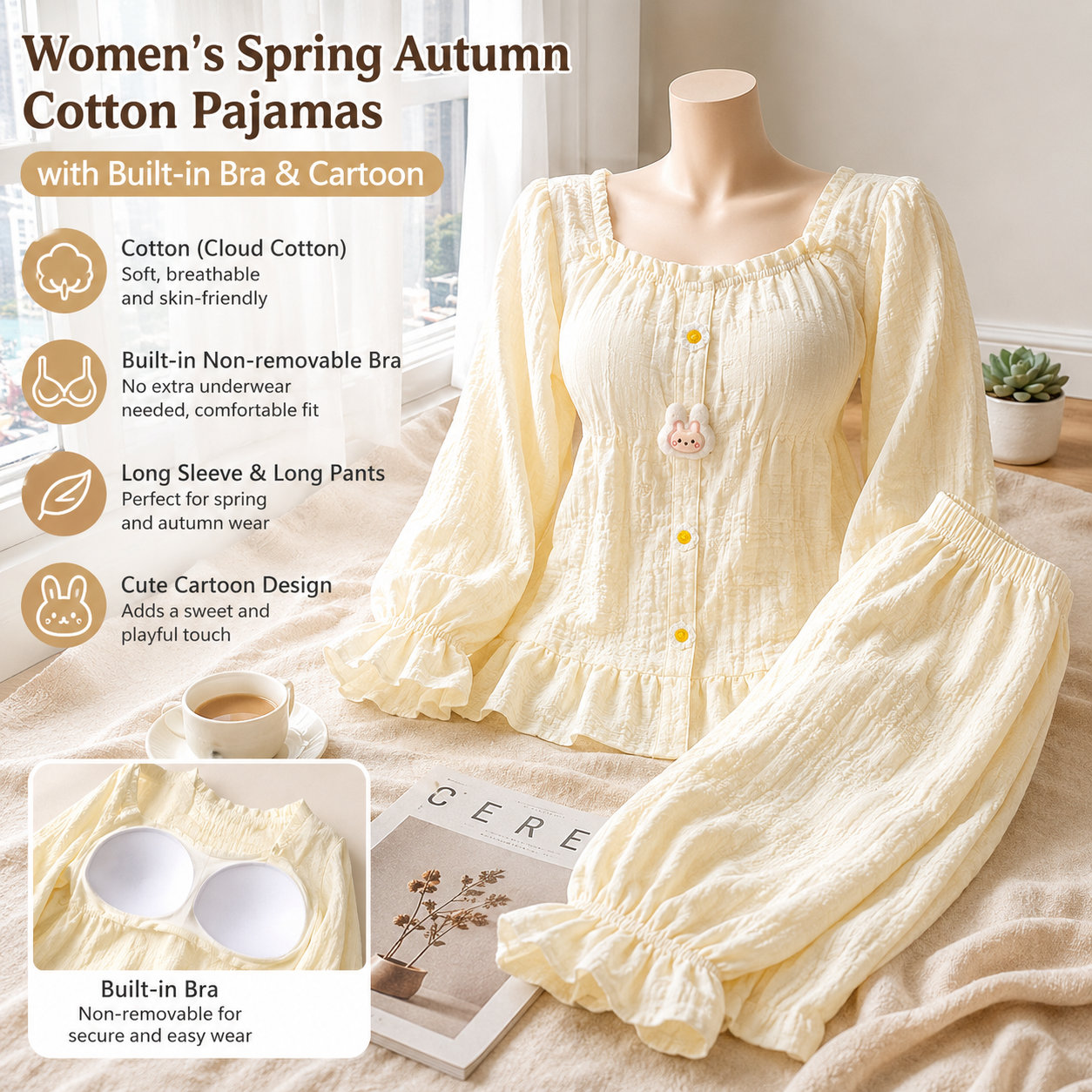 Cartoon Cotton Women's Pajama Set