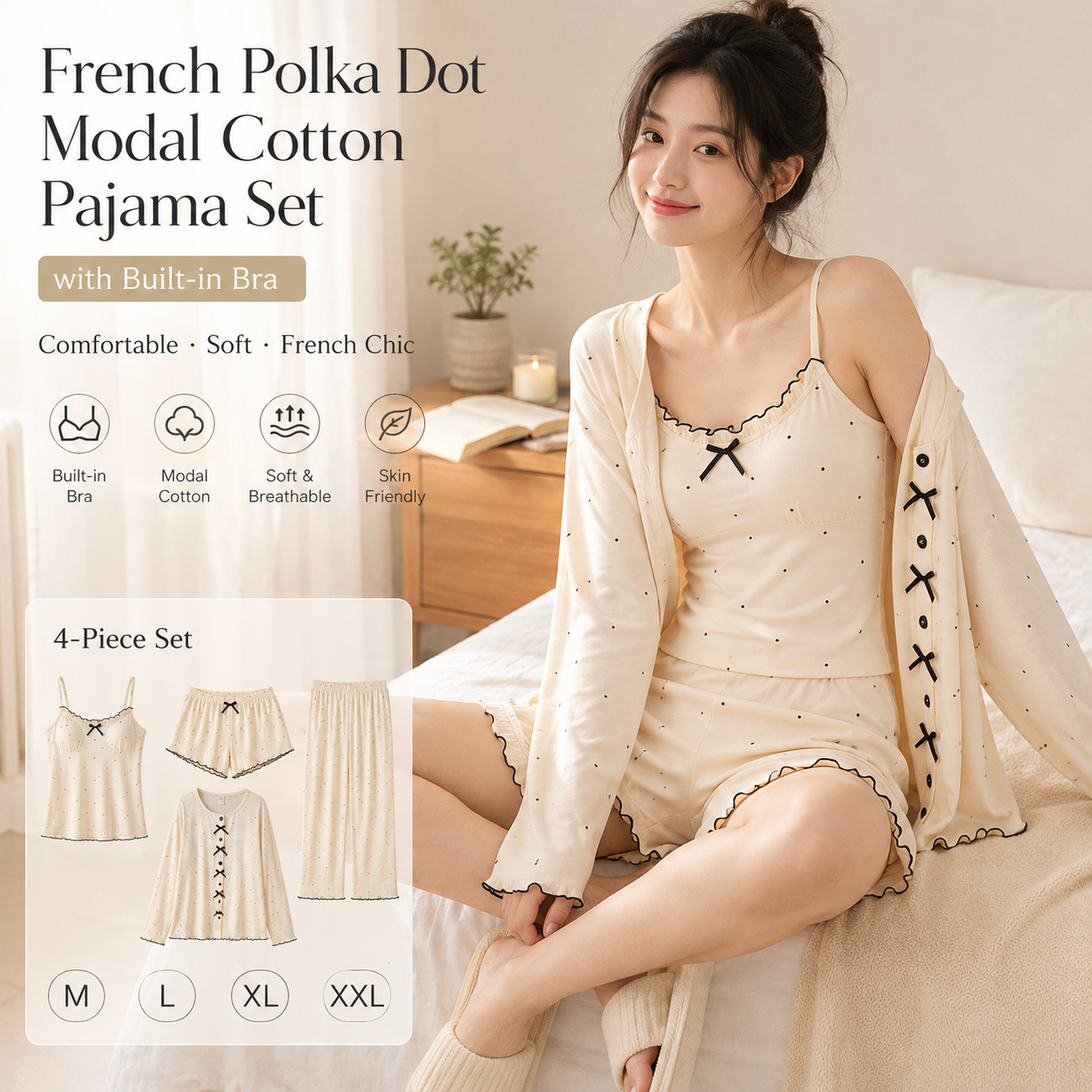 Women's Polka Dot Modal Pajama Set