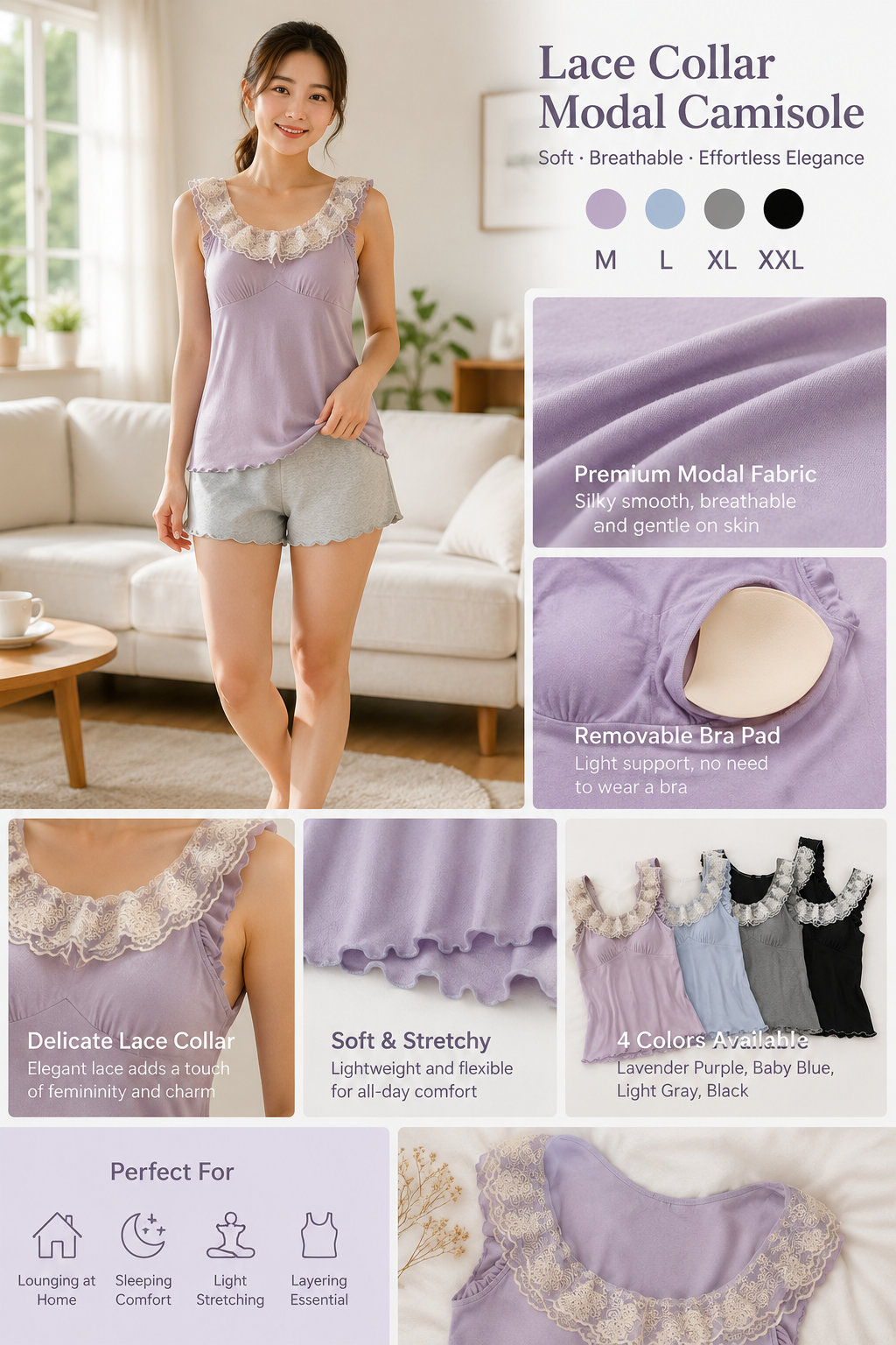Women's Lace Modal Home Cami