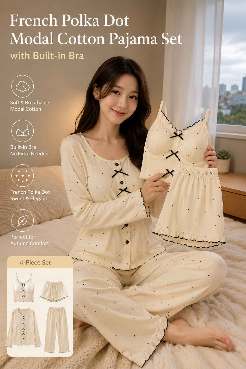 Women's Polka Dot Modal Pajama Set