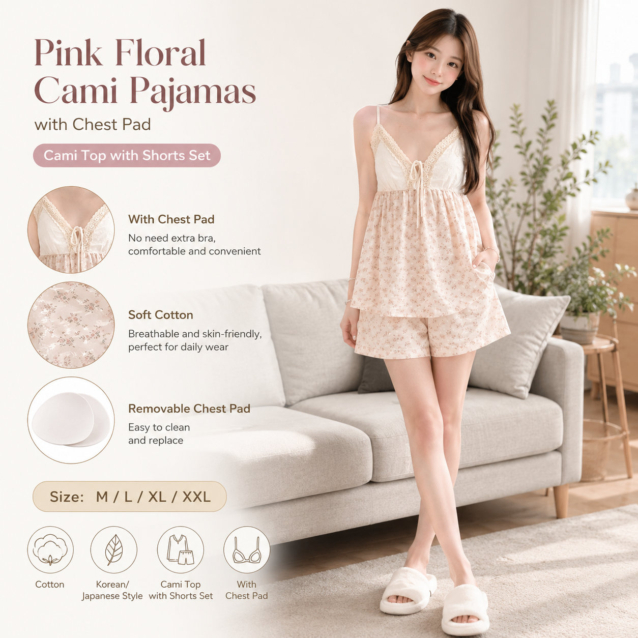 Cotton Cami Top Shorts Set