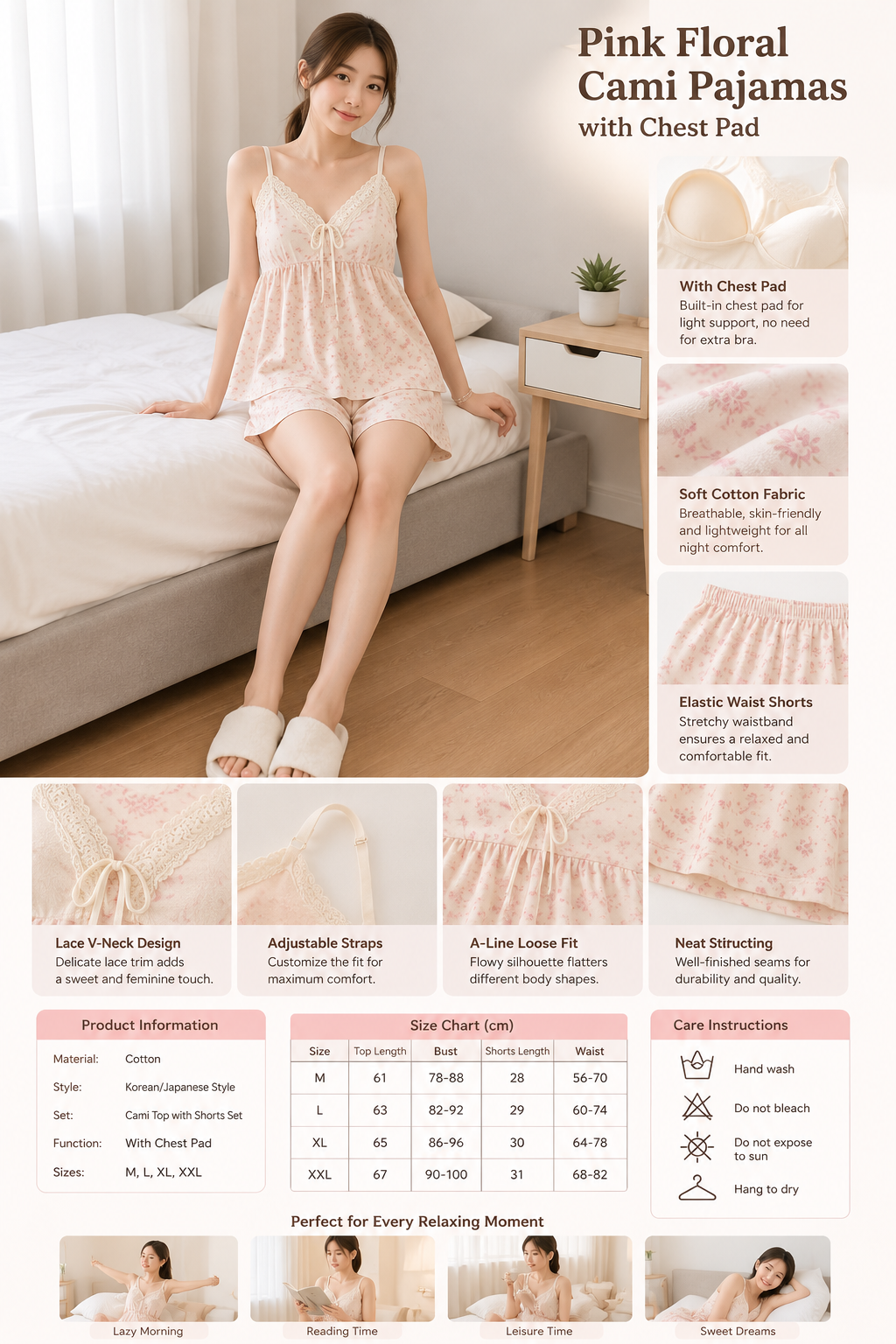 Cotton Cami Top Shorts Set