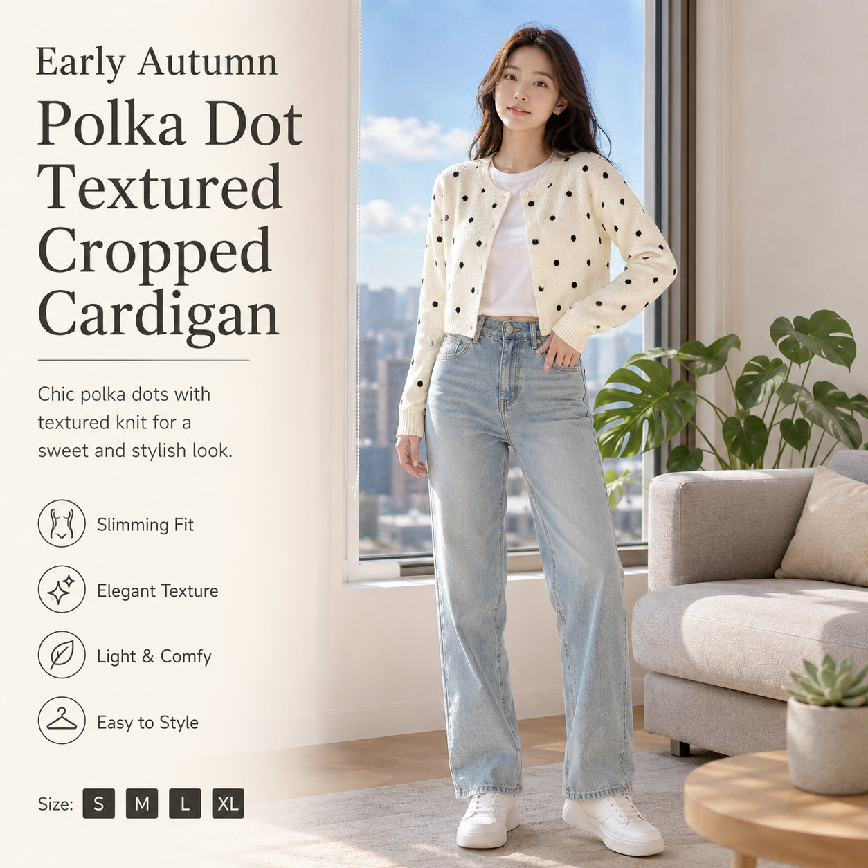 Polka Dot Print Cardigan