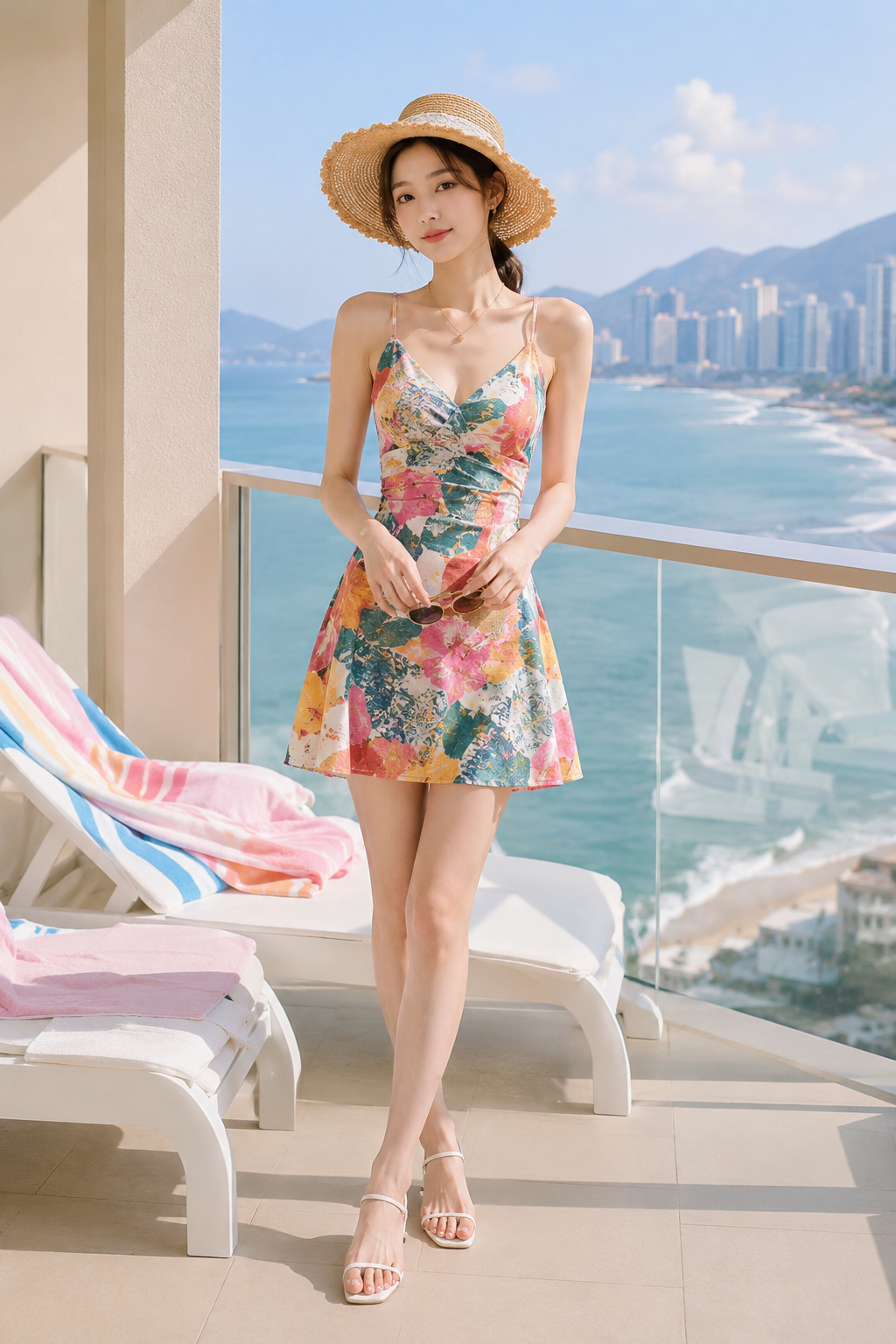 FORNI French Print Slip Dress