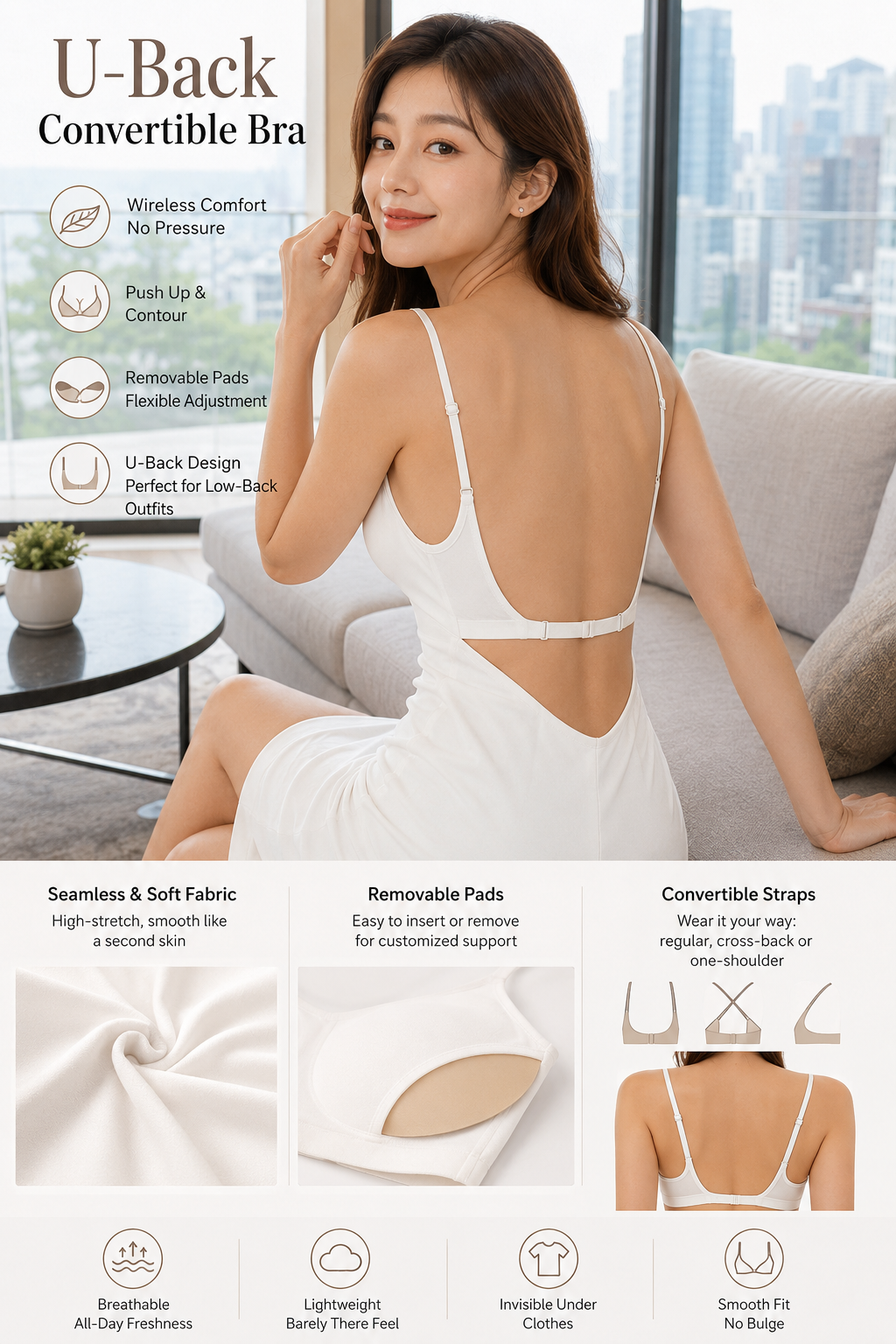 Seamless U-back Wireless Bra