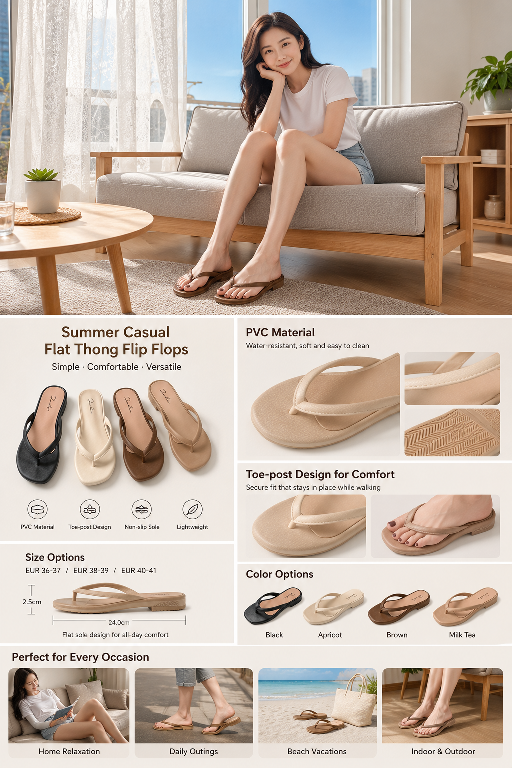 Summer Clip-toe PVC Slippers