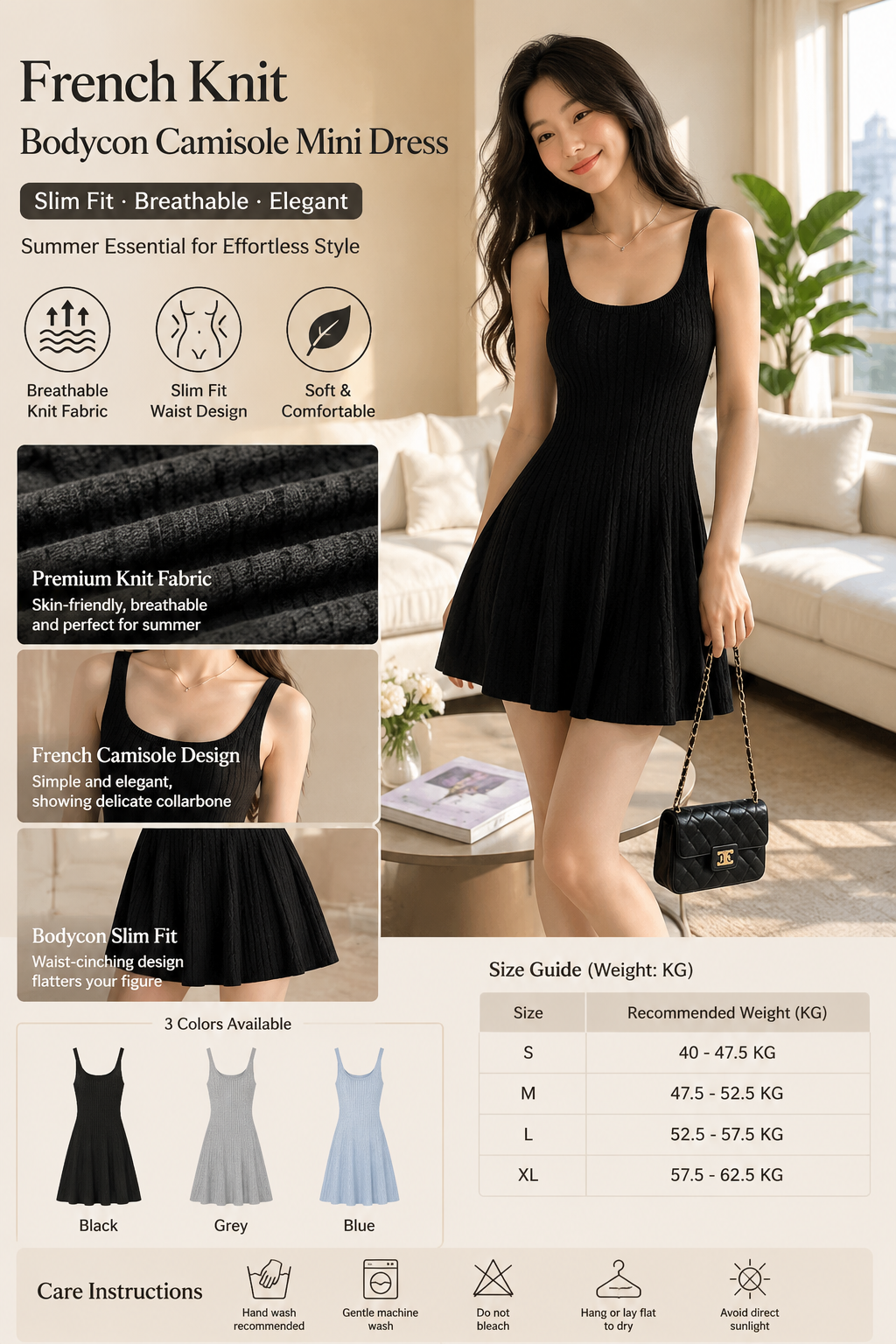 French Knit Cami Summer Dress