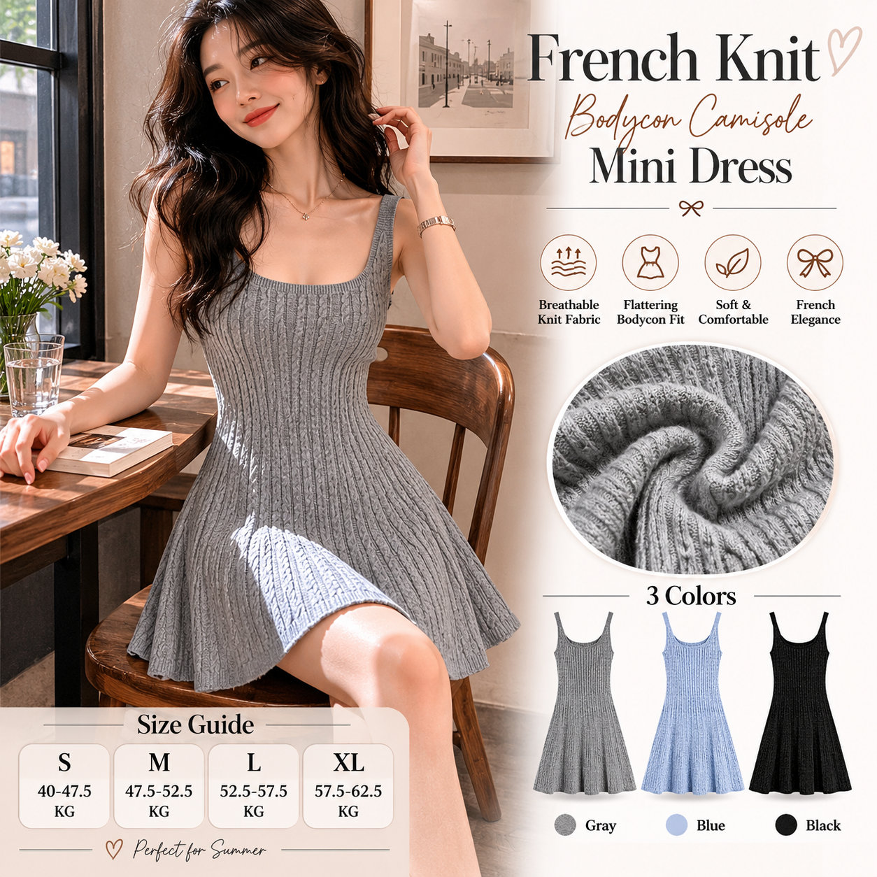 French Knit Cami Summer Dress