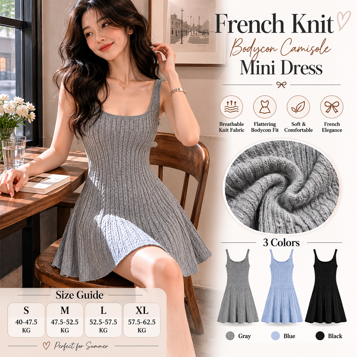 French Knit Cami Summer Dress
