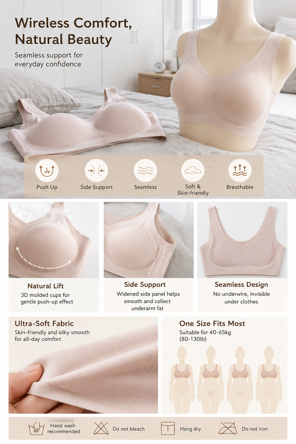 Women's Seamless Push Vest Bra