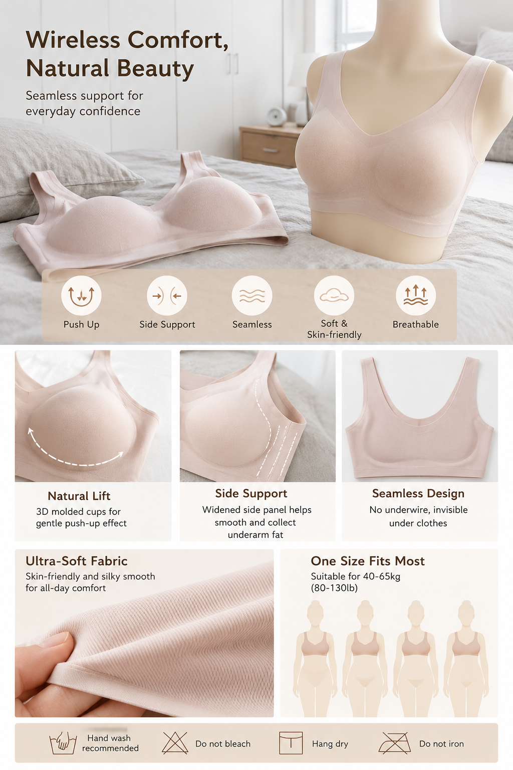 Women's Seamless Push Vest Bra