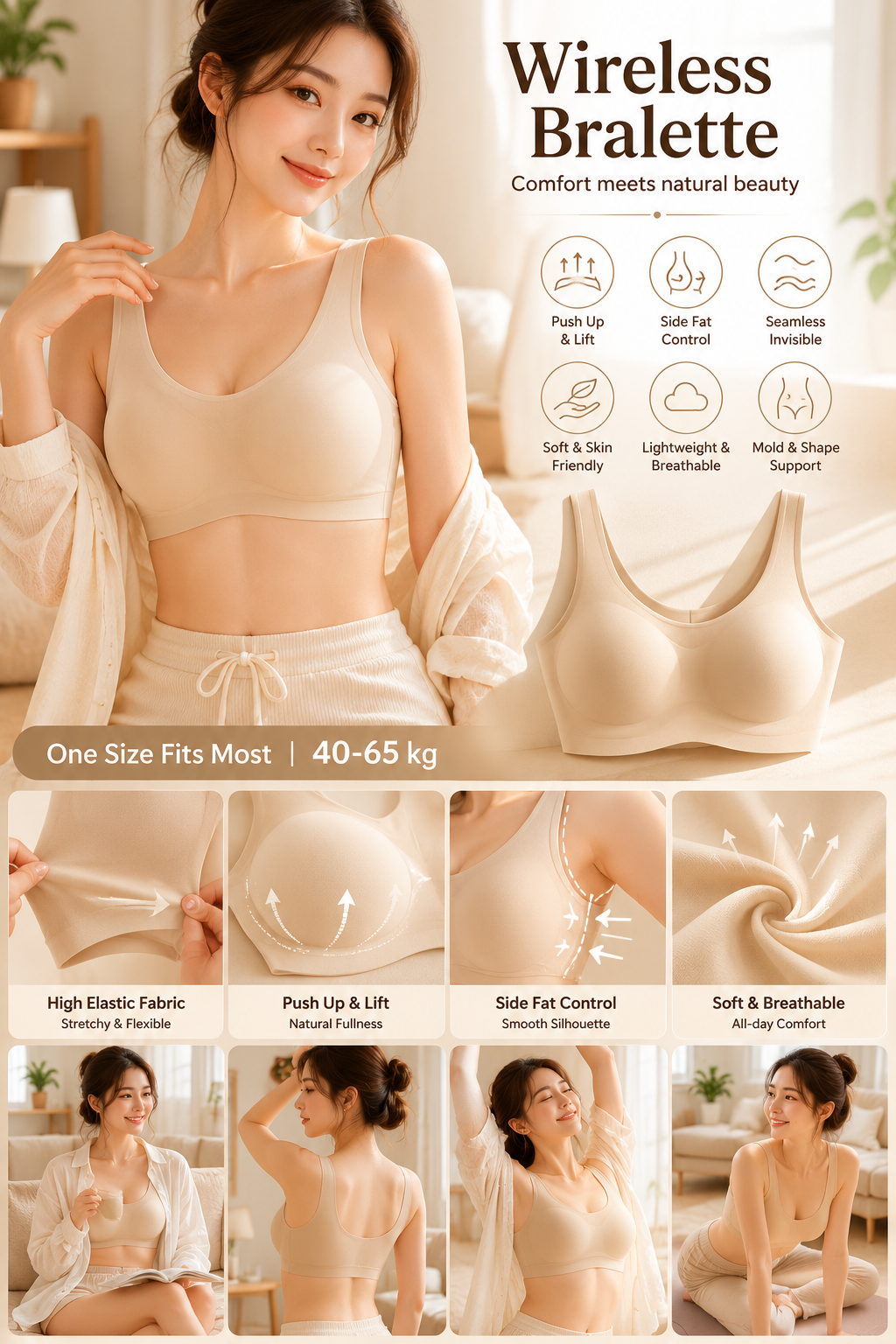 Women's Seamless Push Vest Bra