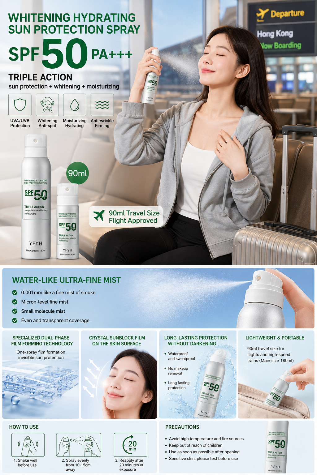 SPF50 PA+++ 3-in-1 Sunscreen Spray